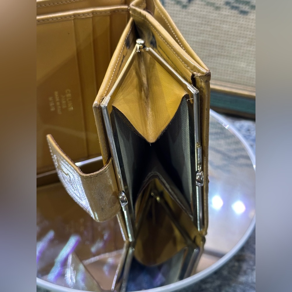 CELINE MACADAM Kiss-lock Wallet Mustard Color - Picture 10 of 10